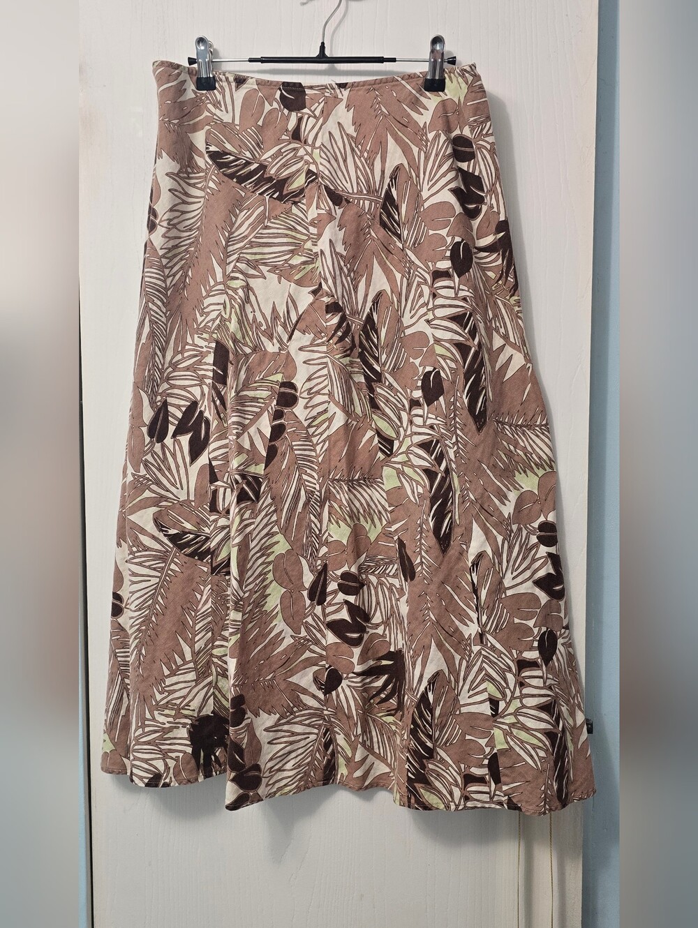 Goodclothes Collections Size 14 100% Linen Tropical Leaf Print Midi Skirt